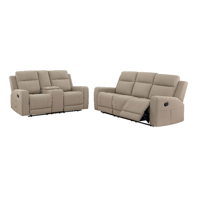 Pemberly Row 2-Piece Upholstered Reclining Sofa and Loveseat Set in Taupe