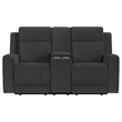 Pemberly Row Upholstered Reclining Loveseat with Console in Dark Charcoal