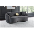 Pemberly Row Velvet Upholstered Curved Sofa with Gold Trim in Dark Grey
