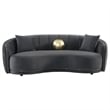 Pemberly Row Velvet Upholstered Curved Sofa with Gold Trim in Dark Grey