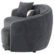 Pemberly Row Velvet Upholstered Curved Sofa with Gold Trim in Dark Grey