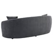 Pemberly Row Velvet Upholstered Curved Sofa with Gold Trim in Dark Grey