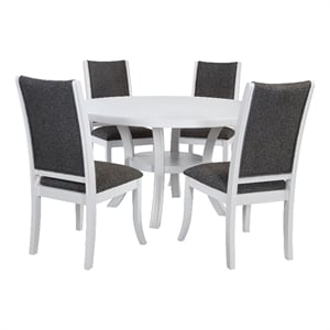 Pemberly Row 5-Piece 54-inch Round Wood Dining Set in Pearl White