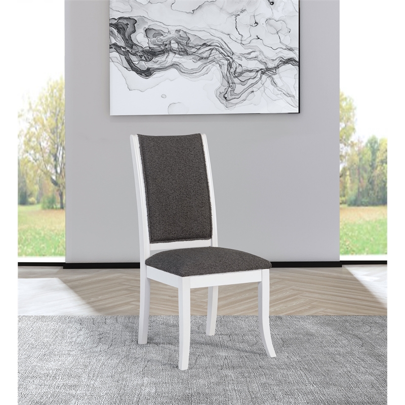 Pemberly Row Upholstered Dining Side Chair Set of 2 in Pearl White