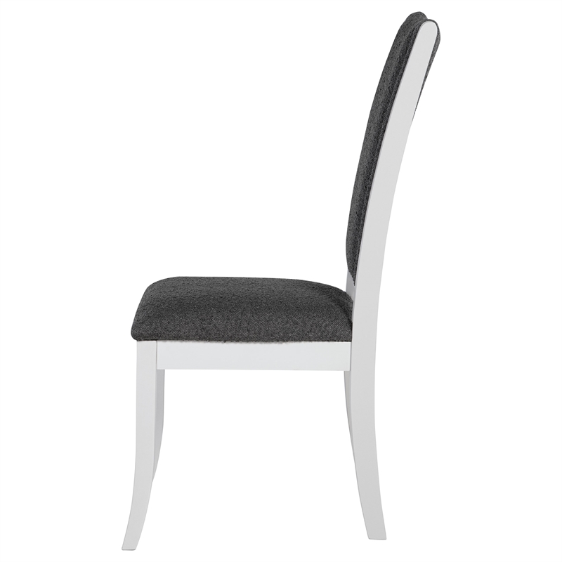 Pemberly Row Upholstered Dining Side Chair Set of 2 in Pearl White