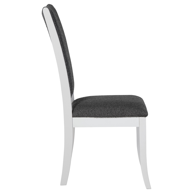 Pemberly Row Upholstered Dining Side Chair Set of 2 in Pearl White