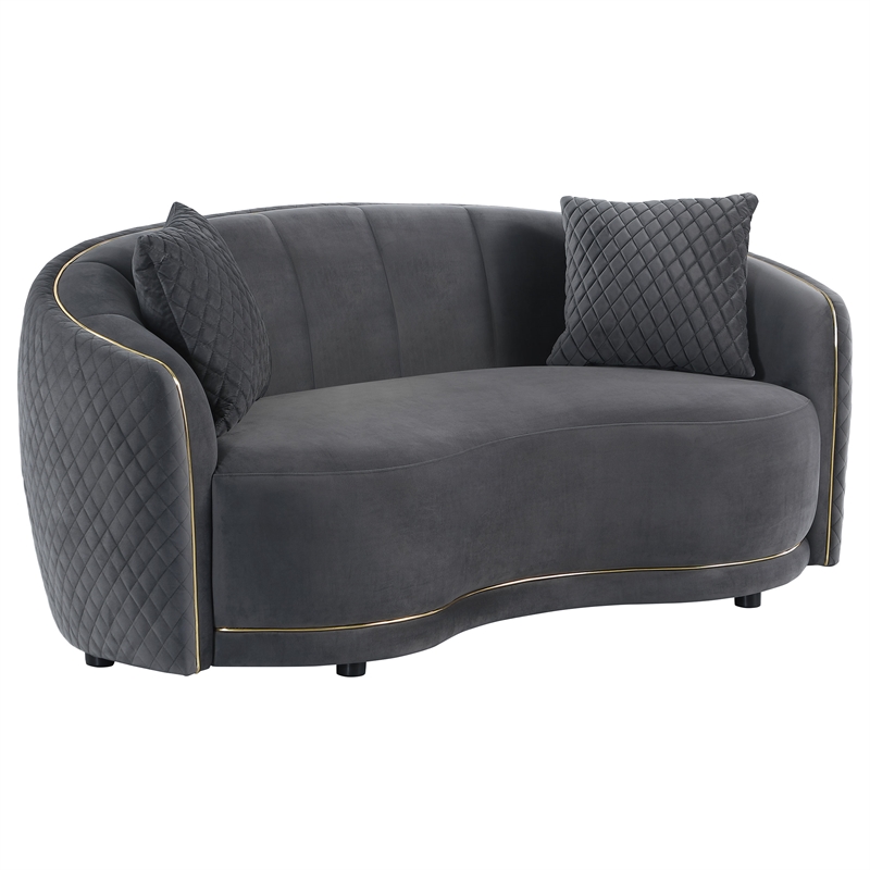 Pemberly Row 2-Piece Velvet Sofa and Loveseat Set in Dark Grey