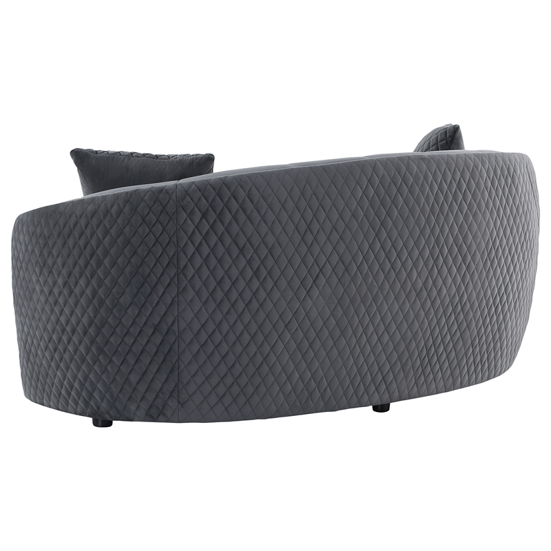 Pemberly Row 2-Piece Velvet Sofa and Loveseat Set in Dark Grey