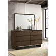 Pemberly Row 6-drawer Dresser and Beveled Mirror Set in Warm Brown