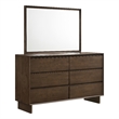 Pemberly Row 6-drawer Dresser and Beveled Mirror Set in Warm Brown