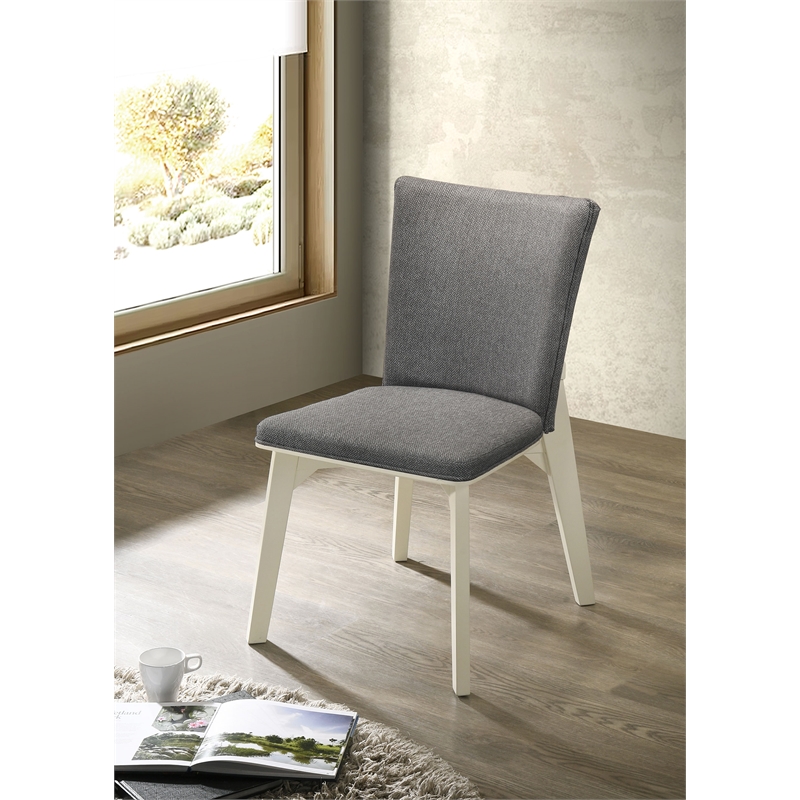 Pemberly Row Upholstered Fabric Dining Side Chair Set of 2 in Grey