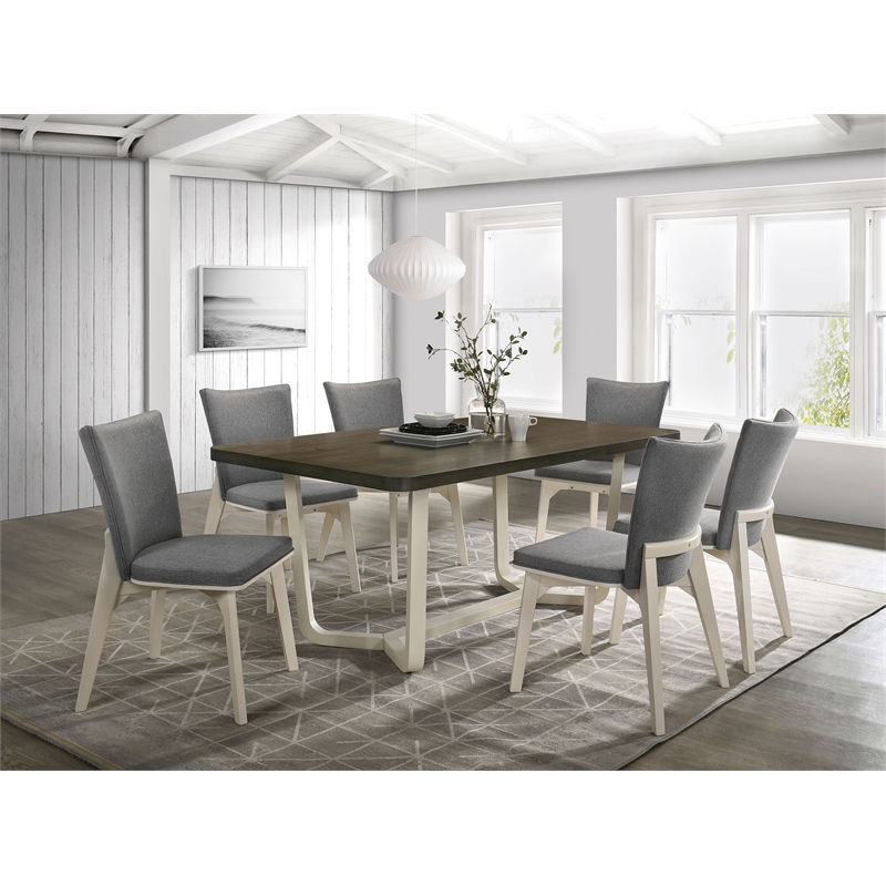 Pemberly Row Upholstered Fabric Dining Side Chair Set of 2 in Grey