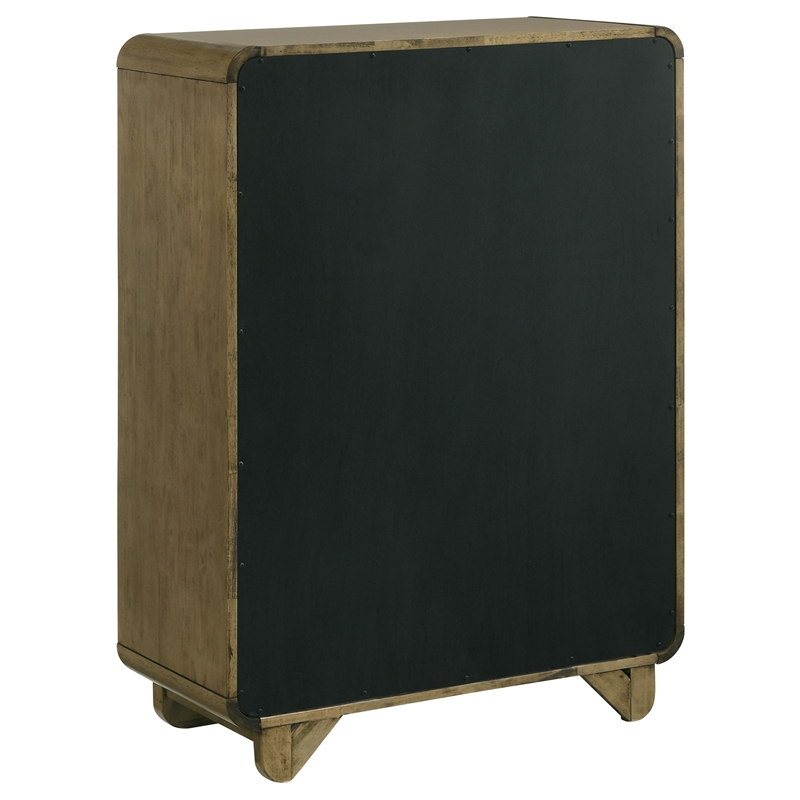 Pemberly Row Solid Rubberwood 5-drawer Chest of Drawers in Nutmeg
