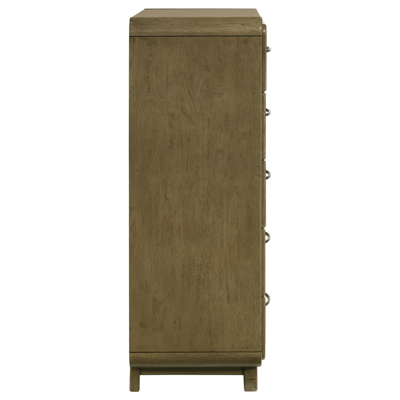 Pemberly Row Solid Rubberwood 5-drawer Chest of Drawers in Nutmeg
