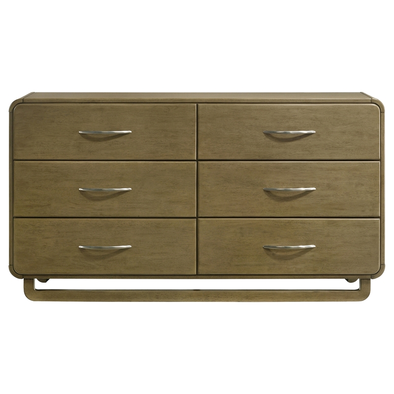 Pemberly Row Solid Rubberwood 6-drawer Dresser Cabinet in Nutmeg