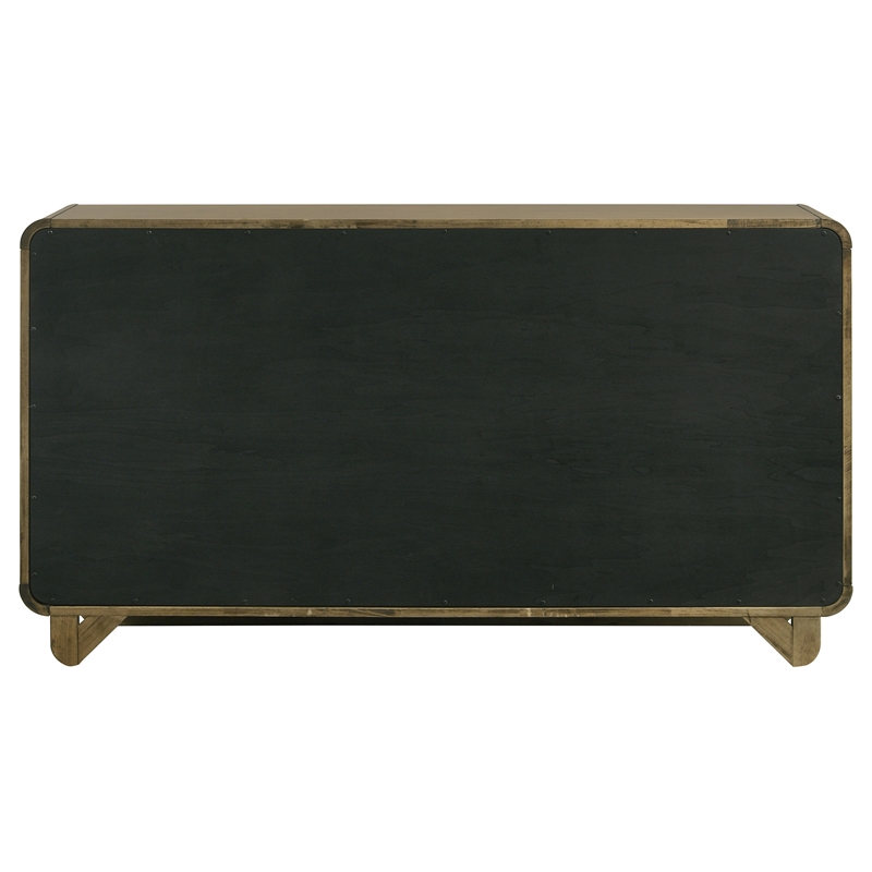 Pemberly Row Solid Rubberwood 6-drawer Dresser Cabinet in Nutmeg