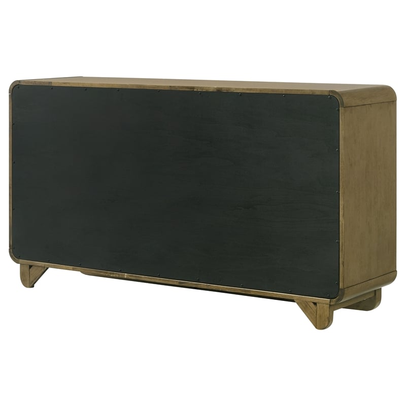 Pemberly Row Solid Rubberwood 6-drawer Dresser Cabinet in Nutmeg