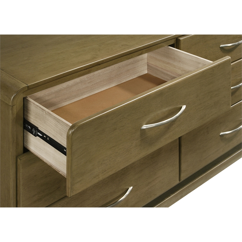 Pemberly Row Solid Rubberwood 6-drawer Dresser Cabinet in Nutmeg