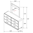 Pemberly Row Solid Rubberwood 6-drawer Dresser and Mirror in Nutmeg