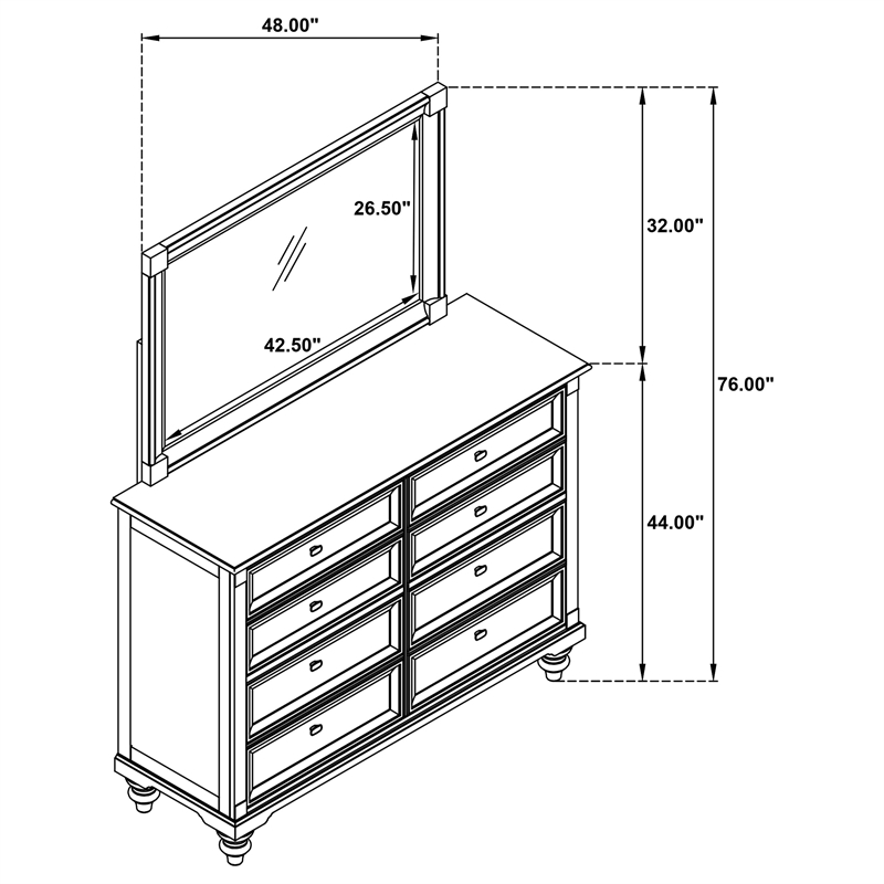 Pemberly Row 8-drawer Oak Veneer Dresser and Mirror Set in Dark Oak