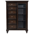 Pemberly Row 6-drawer 4-Tier Tempered Glass Door Chest in Dark Oak