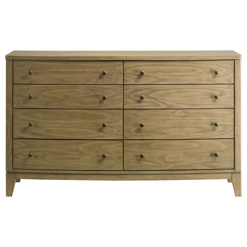 Pemberly Row 8-drawer Solid Pine Dresser Cabinet in Natural Pine