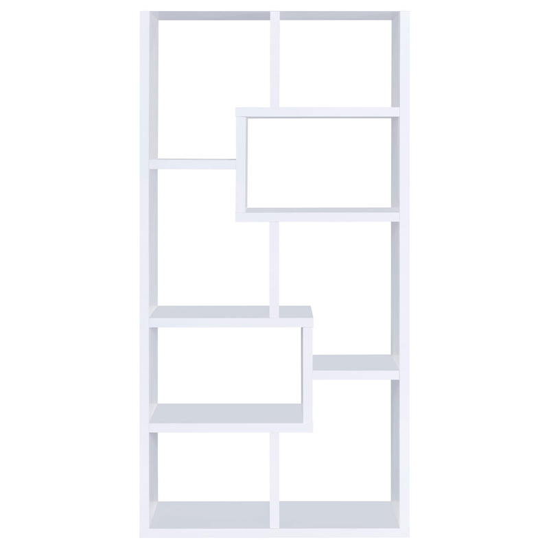 Pemberly Row 71-inch 6-shelf Geometric Wood Bookshelf in White