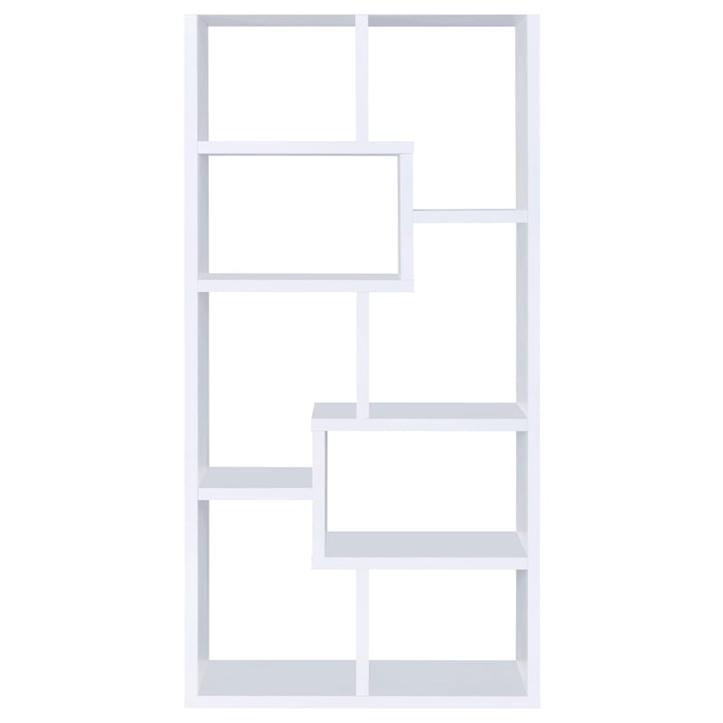 Pemberly Row 71-inch 6-shelf Geometric Wood Bookshelf in White