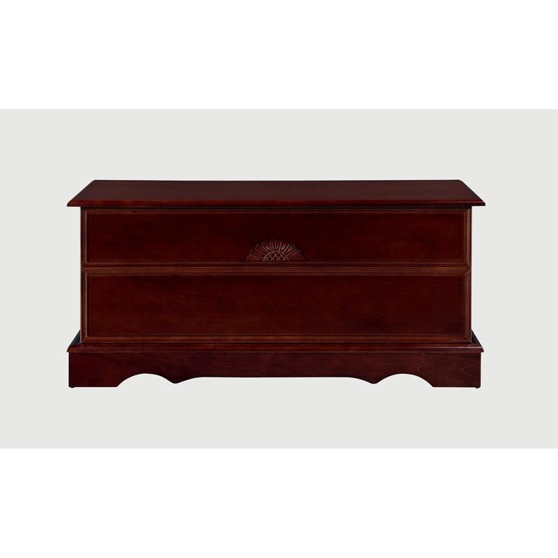 Pemberly Row Engineered Wood Storage Cedar Chest with Lock in Warm Brown