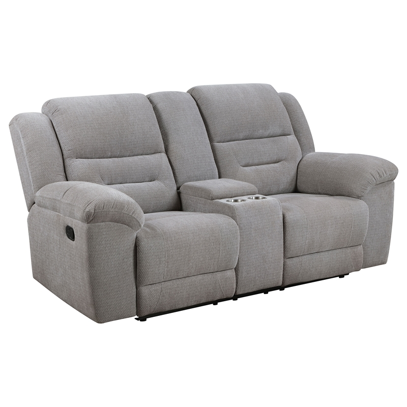 Pemberly Row 2-Piece Chenille Reclining Sofa and Loveseat in Grey