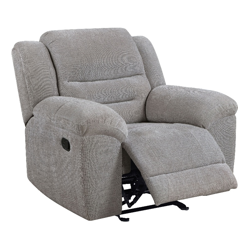 Pemberly Row Chenille Upholstered Glider Recliner Chair in Grey