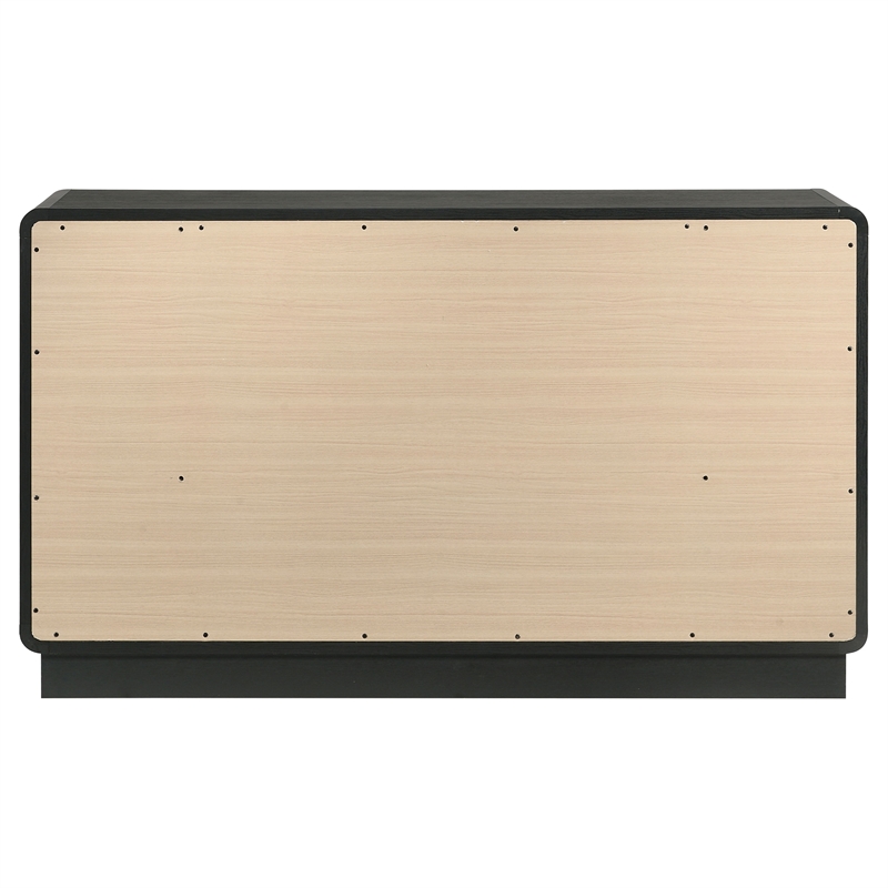 Pemberly Row 6-Drawer Dresser Cabinet with Brass Knobs in Black