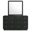 Pemberly Row 6-Drawer Dresser and Mirror with Brass Knobs in Black