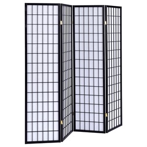 Pemberly Row 4-Panel Room Divider Folding Shoji Screen in Black