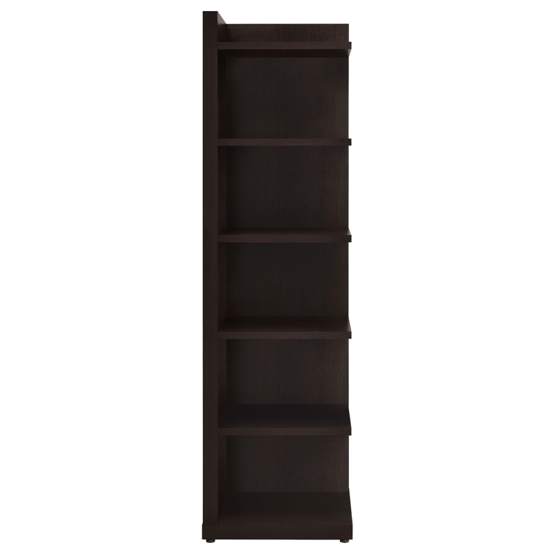 Pemberly Row 71-inch 6-shelf Wood Corner Bookcase in Cappuccino