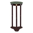 Pemberly Row Round Green Marble Top Tri-Leg Plant Stand in Merlot