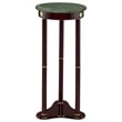 Pemberly Row Round Green Marble Top Tri-Leg Plant Stand in Merlot