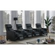 Pemberly Row Upholstered Tufted 4-Recliner Set with 3 Consoles in Black