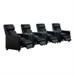 Pemberly Row Upholstered Tufted 4-Recliner Set with 3 Consoles in Black