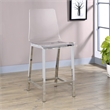 Pemberly Row Clear Acrylic Counter Height Chair Set of 2 in Chrome