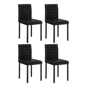 Pemberly Row 19.25'' Faux Leather Upholstered Dining Side Chair in Black