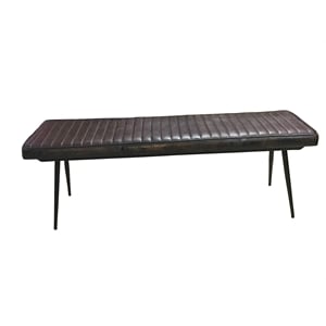 Pemberly Row Leather Upholstered Dining Bench in Antique Espresso