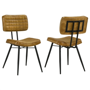 Pemberly Row 2-Piece Leather Upholstered Dining Side Chair Set in Camel
