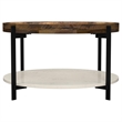 Pemberly Row Round Wood Top Marble Shelf Coffee Table in Natural