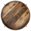 Pemberly Row Round Wood Top Marble Shelf Coffee Table in Natural