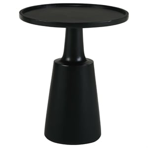 Pemberly Row Round Solid Mango Wood Accent Side Table in Black Stain