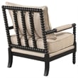 Pemberly Row Bobbin Accent Chair in Beige Fabric and Black Frame