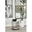 Pemberly Row Round Marble Top Accent Side Table in White and Gunmetal