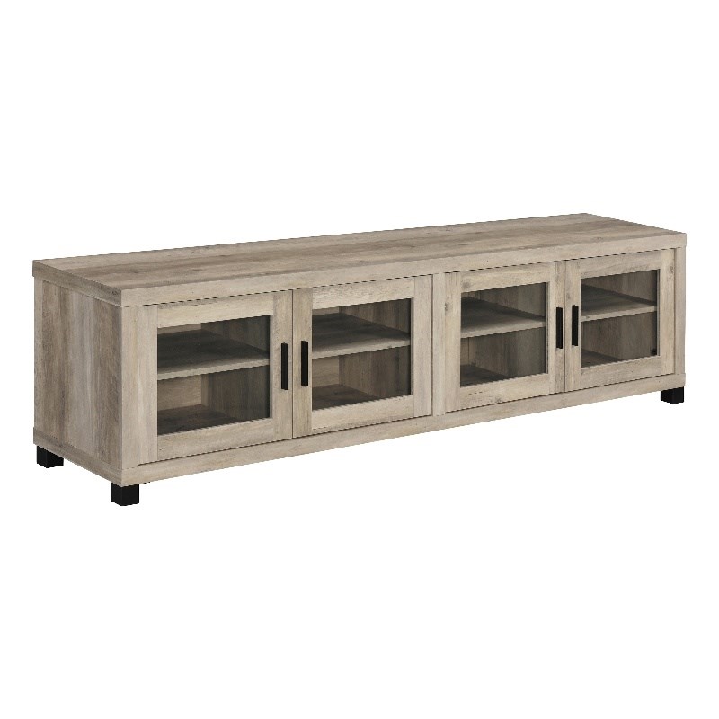 Pemberly Row 4-door Engineered Wood 79-inch TV Stand in Distressed Pine
