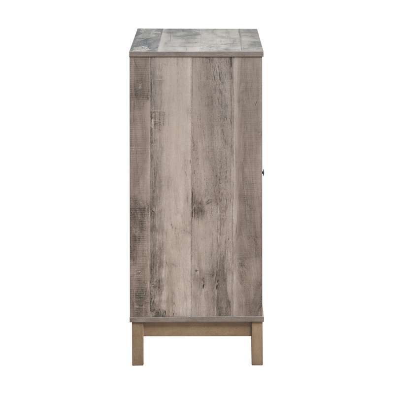 Pemberly Row 2-Doors Home Bar Wine Cabinet in Weathered Acacia